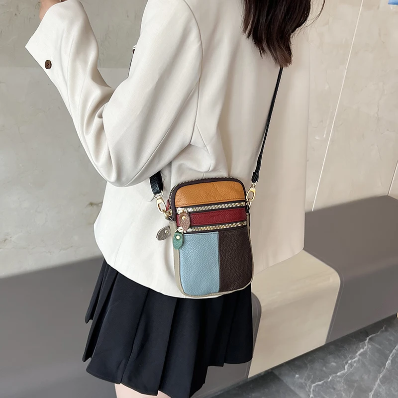 Carrier Multi Zipper Soft Cowhide Mobile Phone bag - Image 2