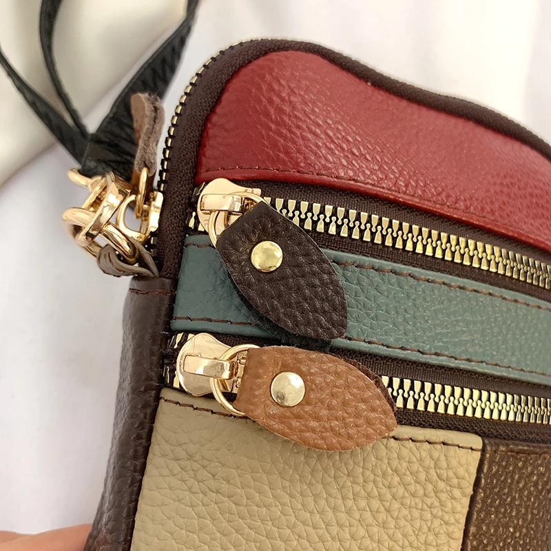 Carrier Multi Zipper Soft Cowhide Mobile Phone bag - Image 3
