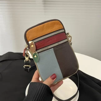 Carrier Multi Zipper Soft Cowhide Mobile Phone bag