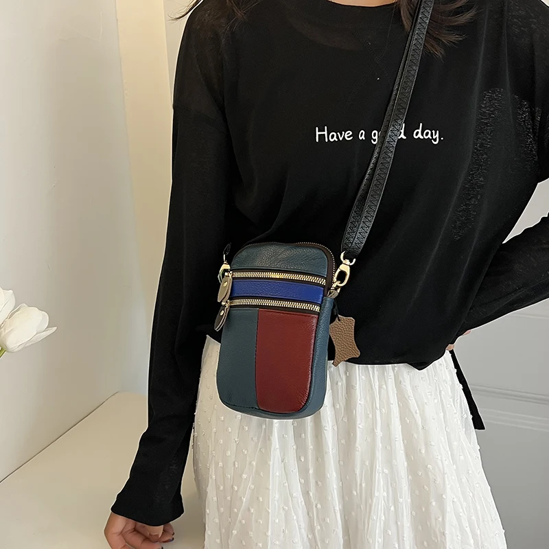 Carrier Multi Zipper Soft Cowhide Mobile Phone bag - Image 5
