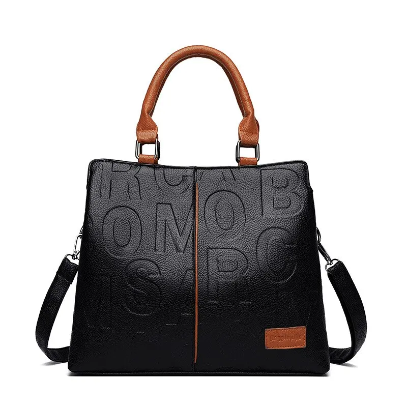 CARRIER LADY 2024 Soft Leather Cloth Letter Embossed Handbag - Image 5