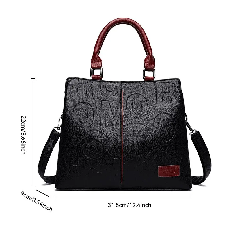 CARRIER LADY 2024 Soft Leather Cloth Letter Embossed Handbag - Image 6