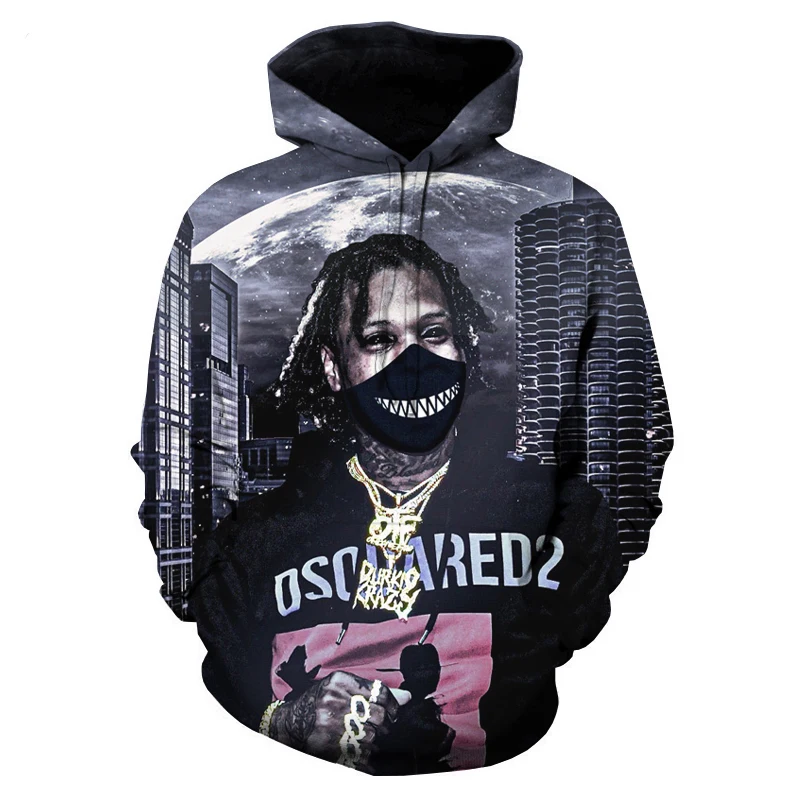 Maxstreet 3D Printed Hoodies Hip Hop Rapper Lil Durk - Image 3
