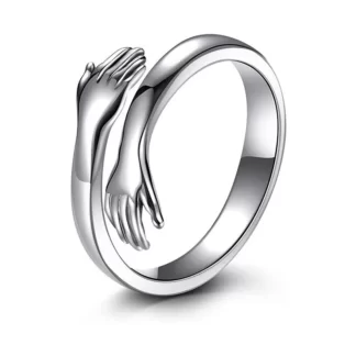 ADO 925 Sterling Hug Hands Ring Girls Elegant Silver Jewelry
