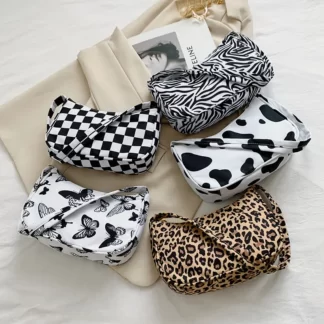 CARRIER LADY Animal Print Design Canvas Shoulder Handbags