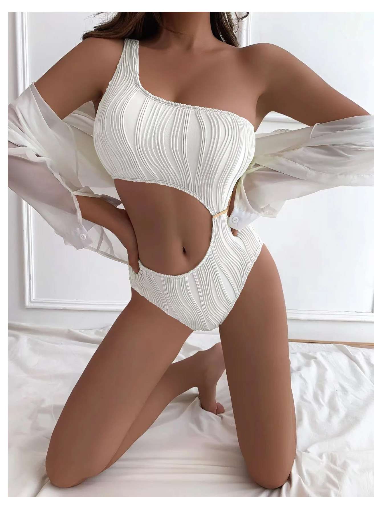 Ashley One Shoulder Women One Piece Hollow Out Beachwear