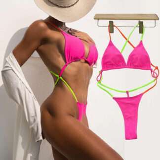 Ashley Sexy One Piece Solid Patchwork Cross Straps Swimwear