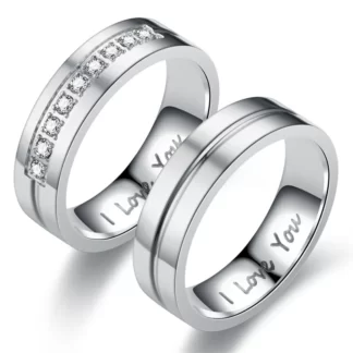 ADO I LOVE YOU Crystal Engagement Rings Wedding Jewelry Gift