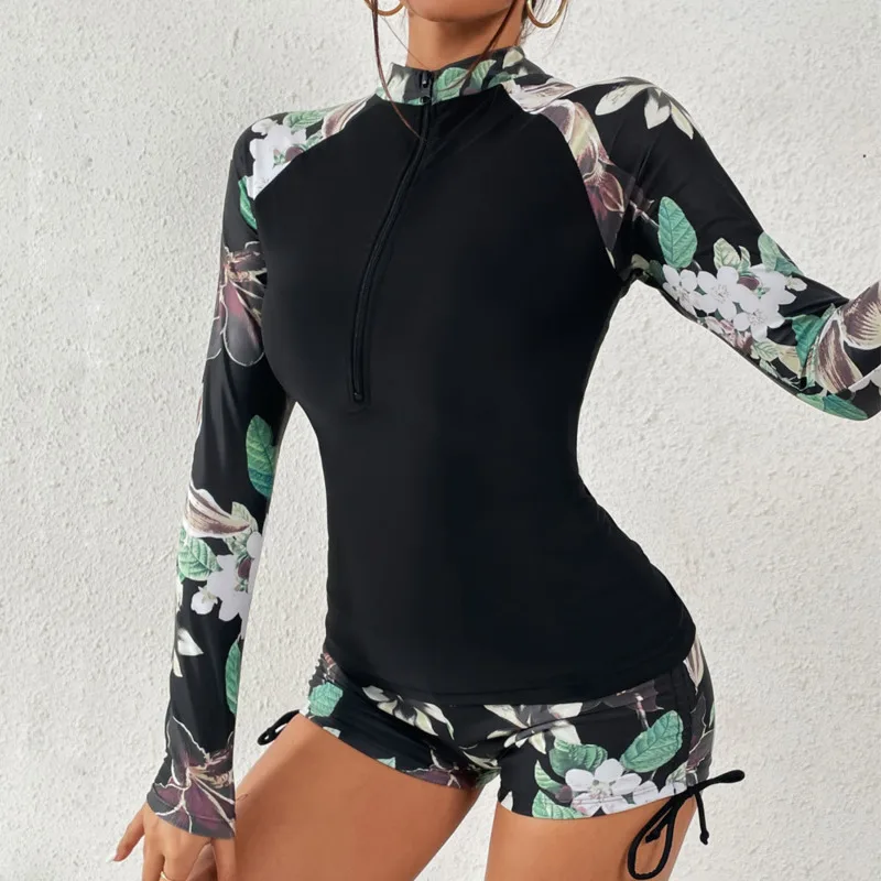 Ashley Long Sleeves Sports Swimwear Surfing Tankini Two-Piece Set - Image 3
