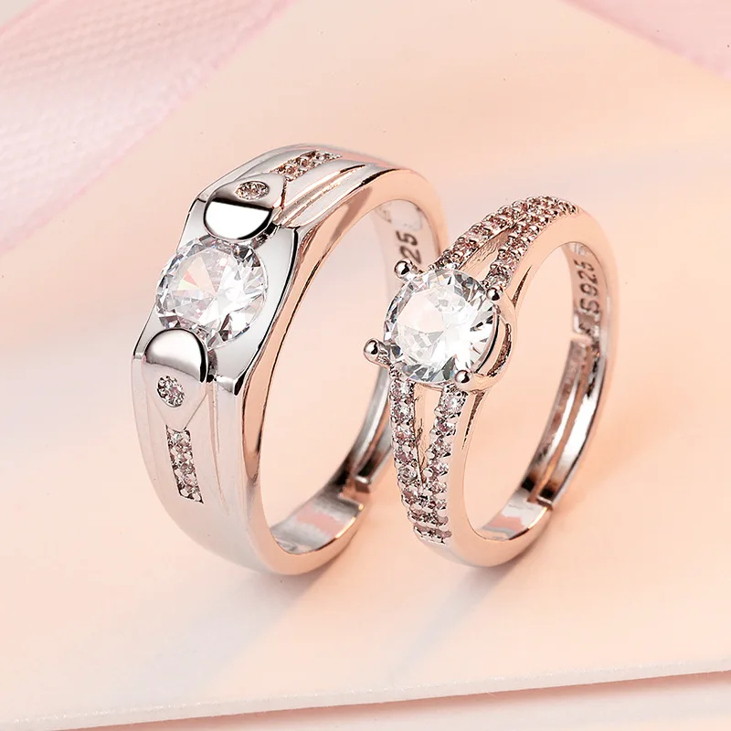 ADO Luxury Couple Paired Rings Wedding Anniversary Jewelry - Image 2