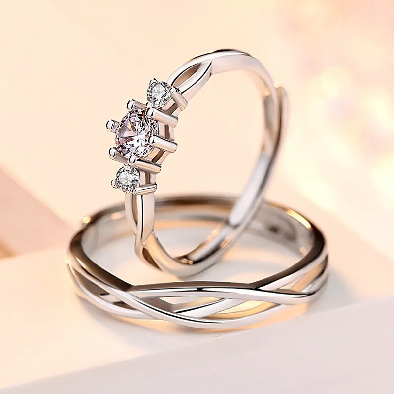 ADO Luxury Couple Paired Rings Wedding Anniversary Jewelry - Image 3