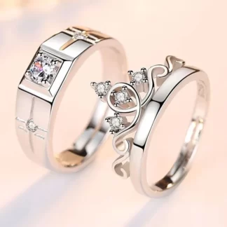 ADO Luxury Couple Paired Rings Wedding Anniversary Jewelry
