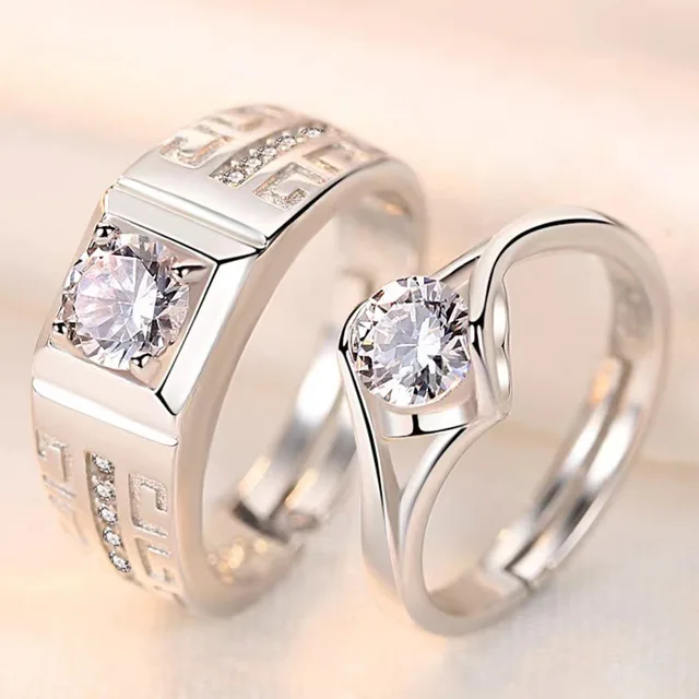 ADO Luxury Couple Paired Rings Wedding Anniversary Jewelry - Image 12
