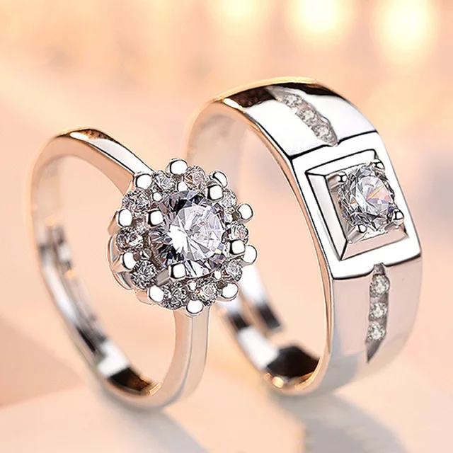 ADO Luxury Couple Paired Rings Wedding Anniversary Jewelry - Image 9