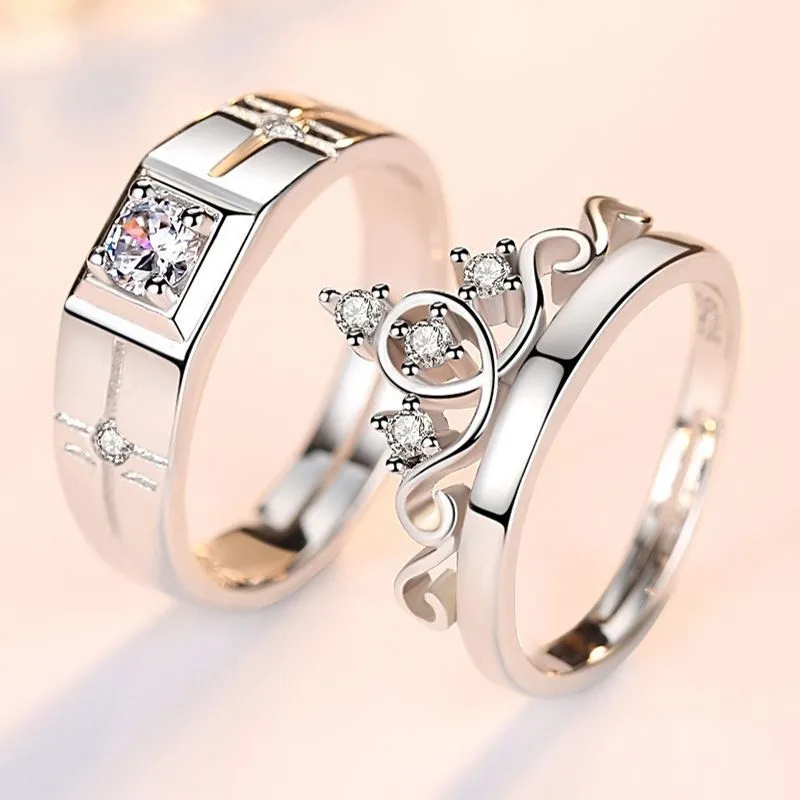 ADO Luxury Couple Paired Rings Wedding Anniversary Jewelry