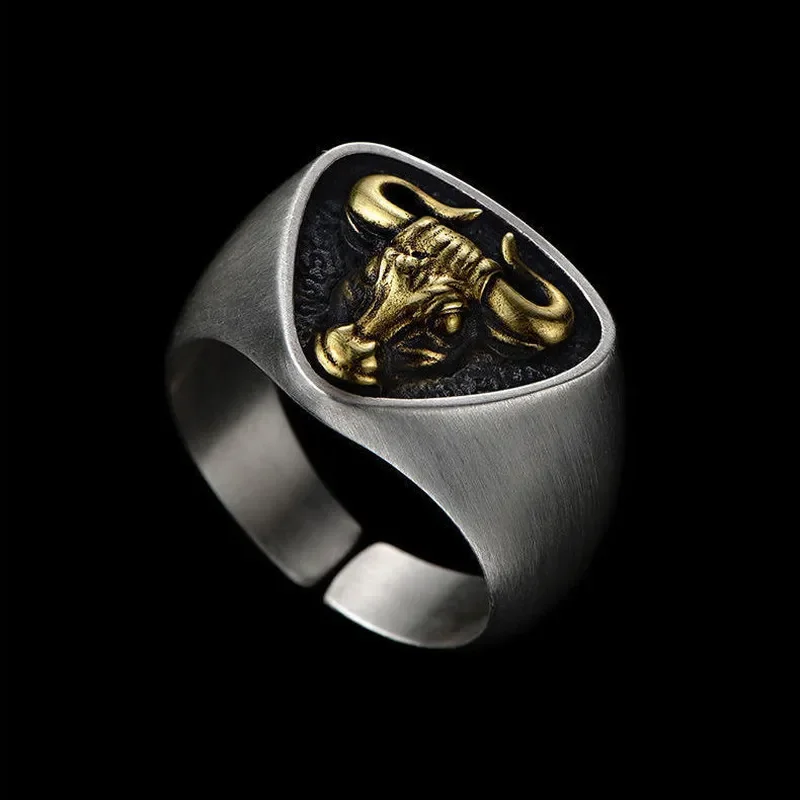 Zeta 65 Domineering Rock Bull Totem Adjustable Rings - Image 3