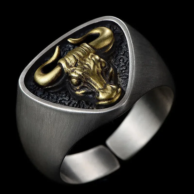 Zeta 65 Domineering Rock Bull Totem Adjustable Rings
