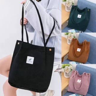 CARRIER LADY Corduroy Shoulder Cotton Cloth Totes Bags