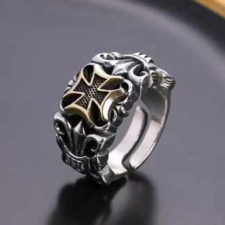 Zeta 65 Retro Cross Punk Ring Resizable