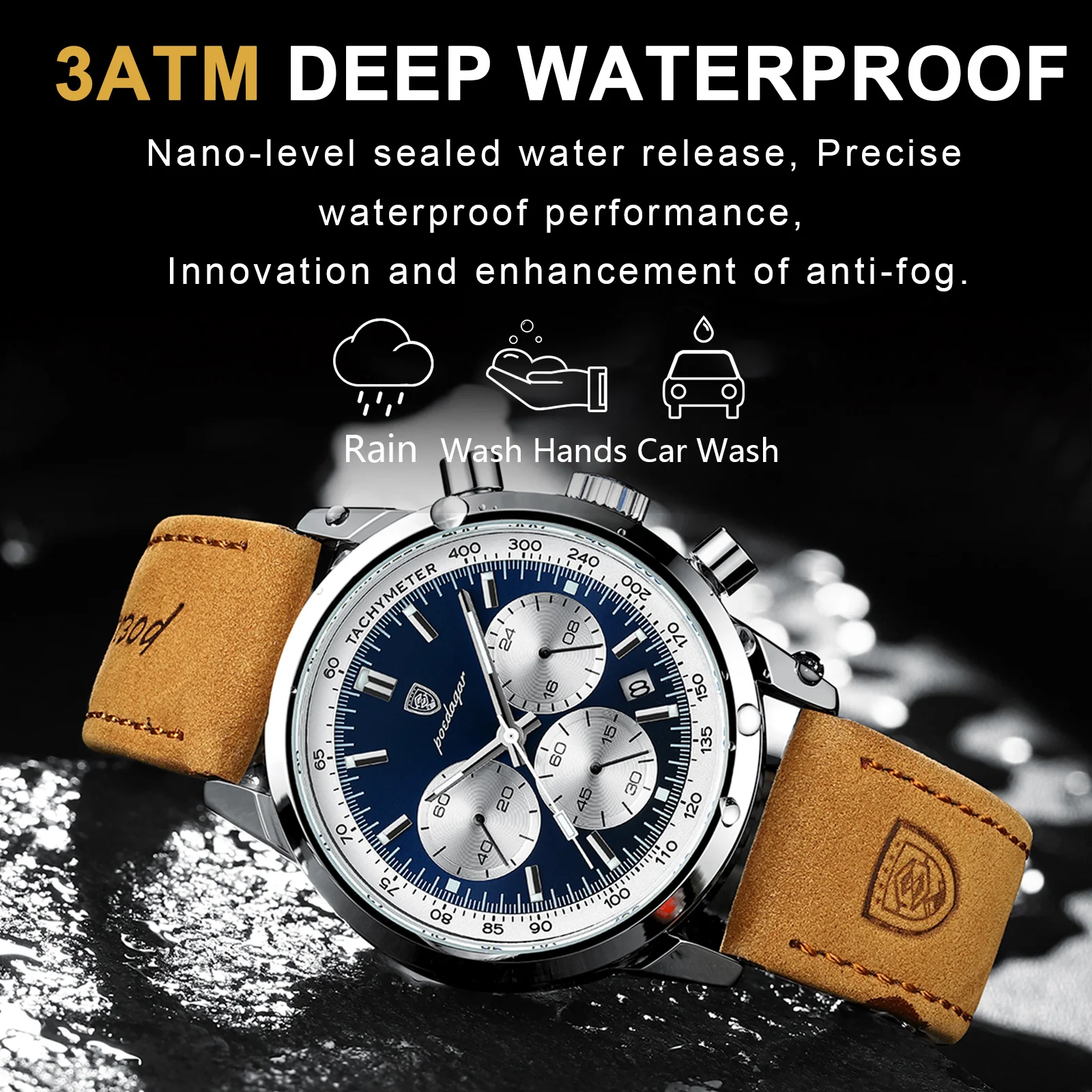 POEDAGAR Luxury Chronograph Luminous Men's Wristwatch - Image 2