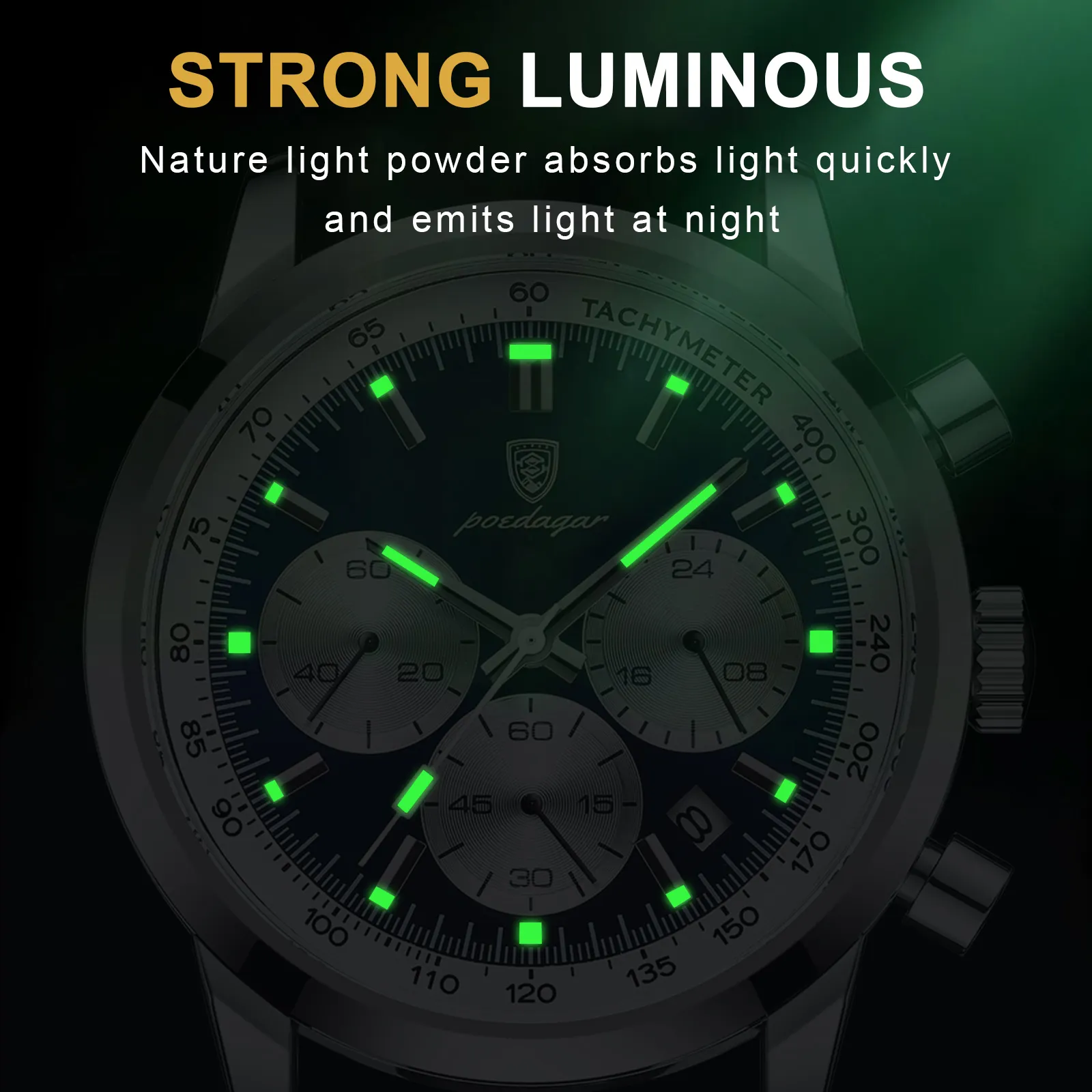 POEDAGAR Luxury Chronograph Luminous Men's Wristwatch - Image 3