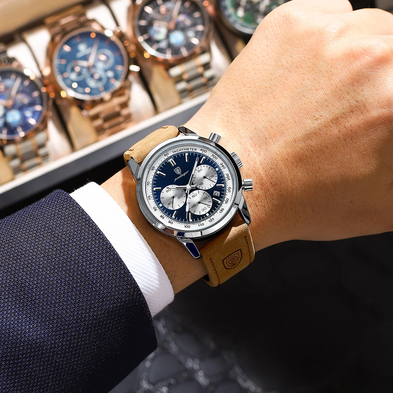POEDAGAR Luxury Chronograph Luminous Men's Wristwatch - Image 4