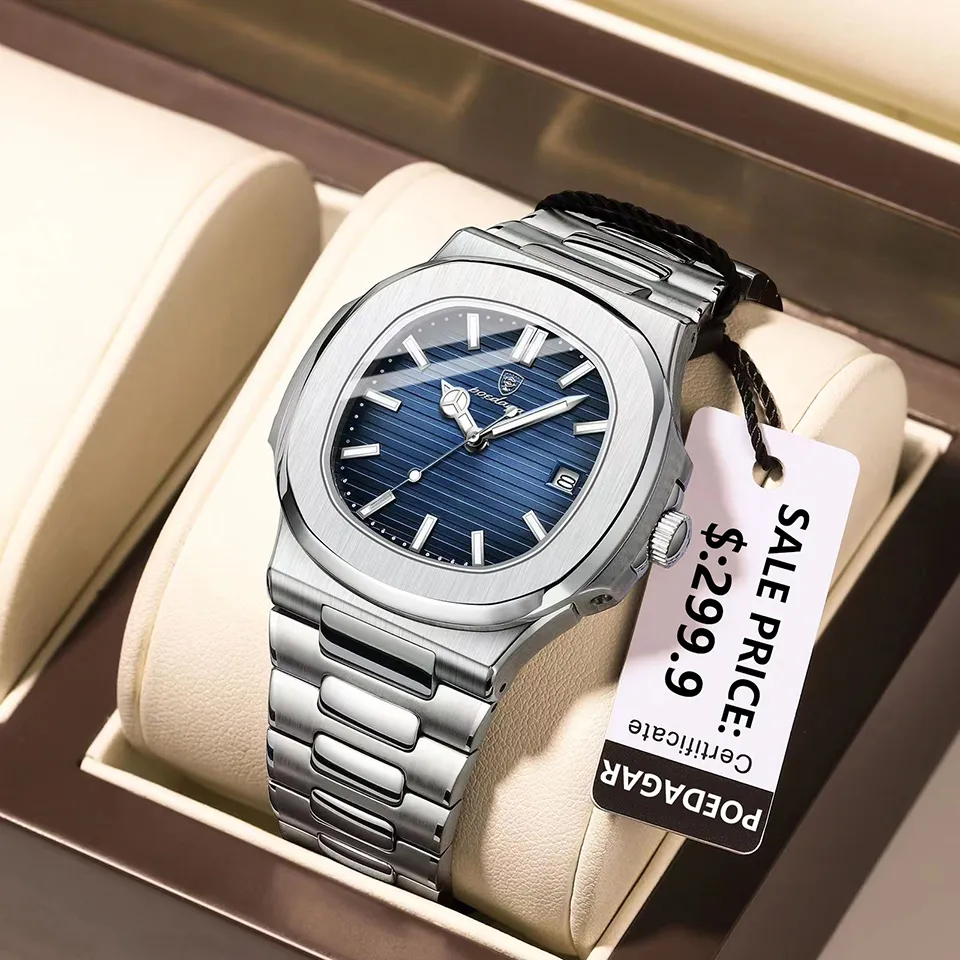 POEDAGAR Business Square Quartz Men Watch - Image 2