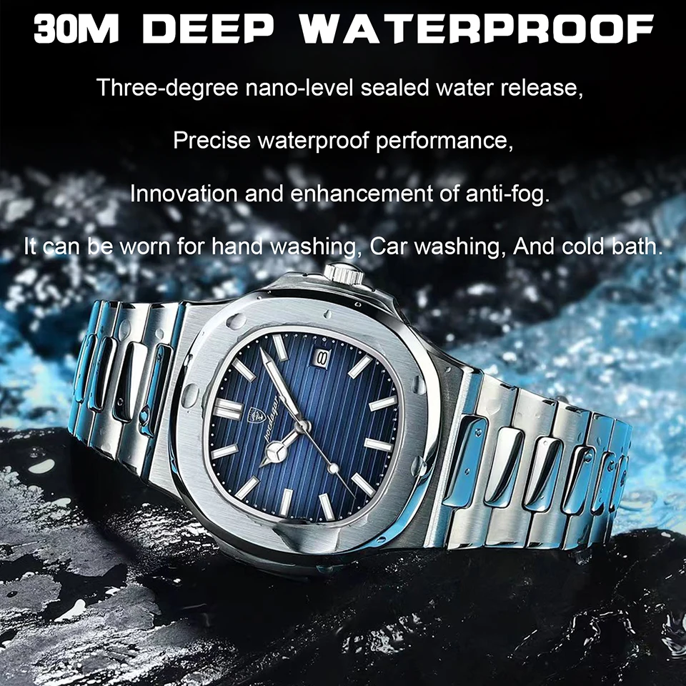 POEDAGAR Business Square Quartz Men Watch - Image 3