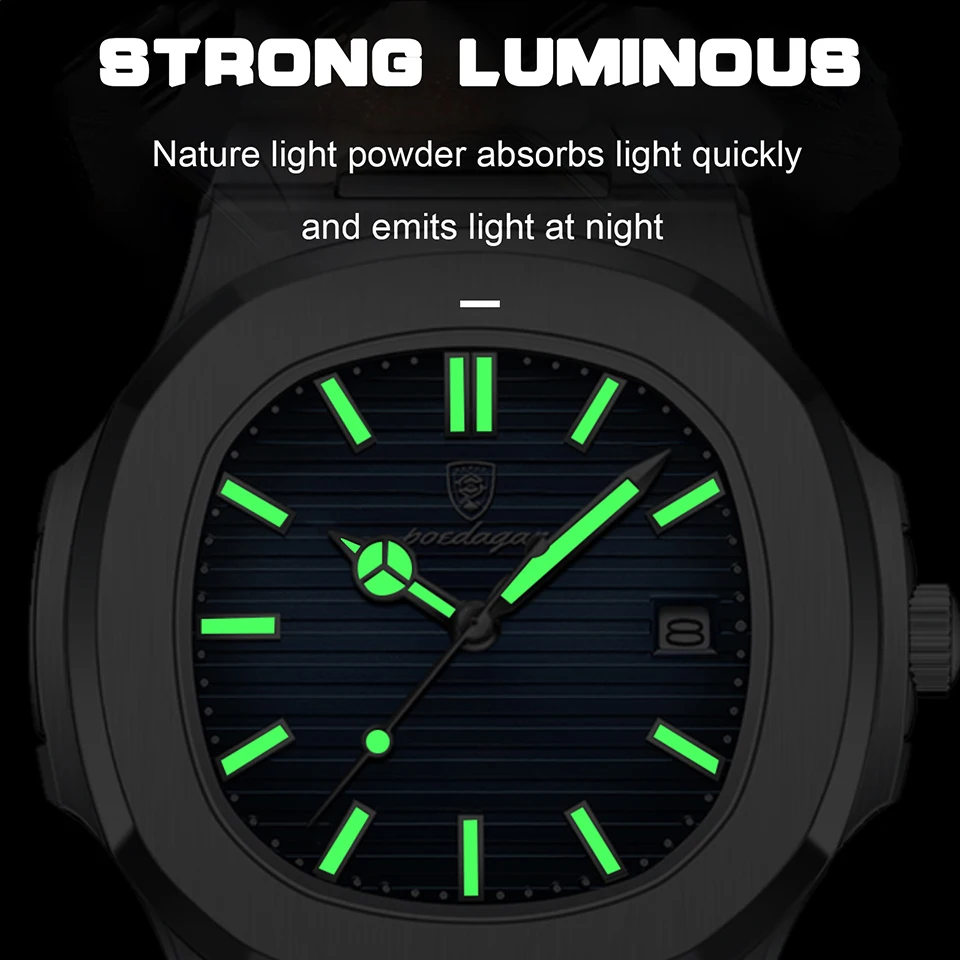 POEDAGAR Business Square Quartz Men Watch - Image 4
