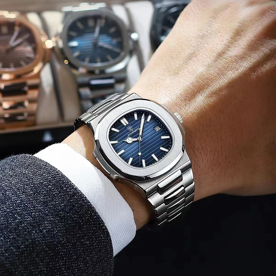 POEDAGAR Business Square Quartz Men Watch - Image 5