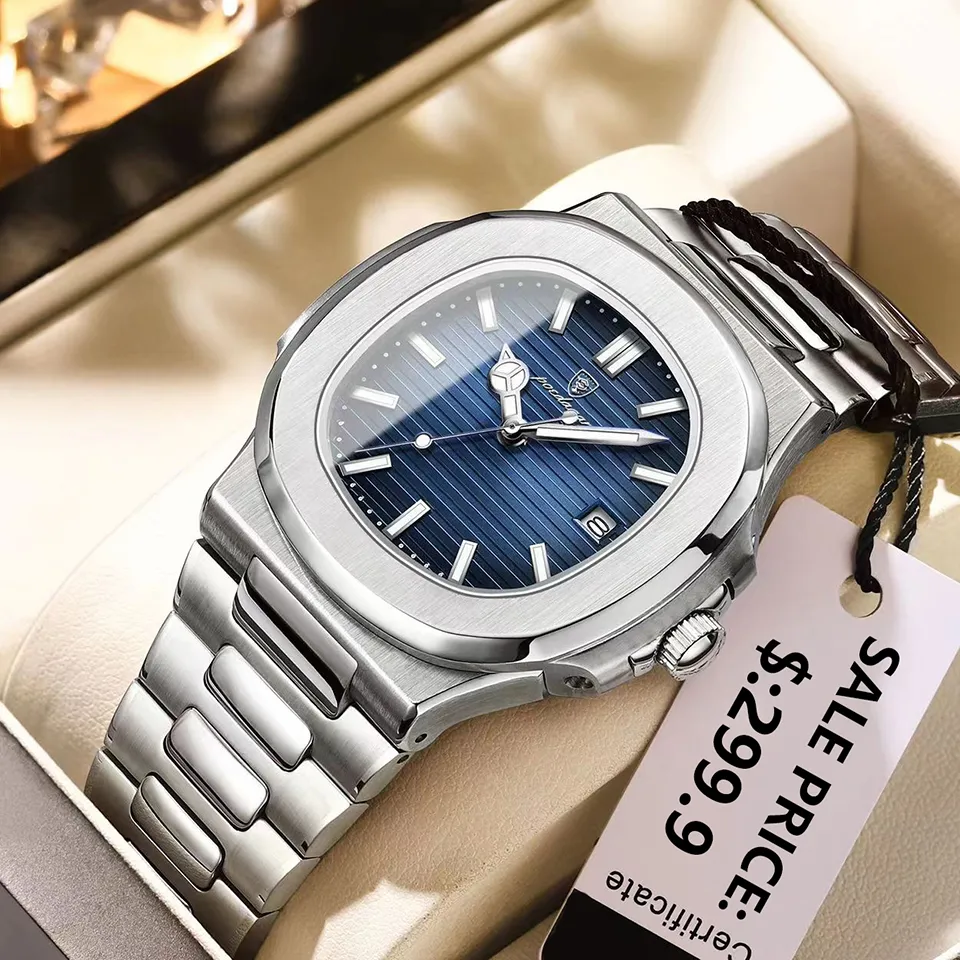 POEDAGAR Business Square Quartz Men Watch
