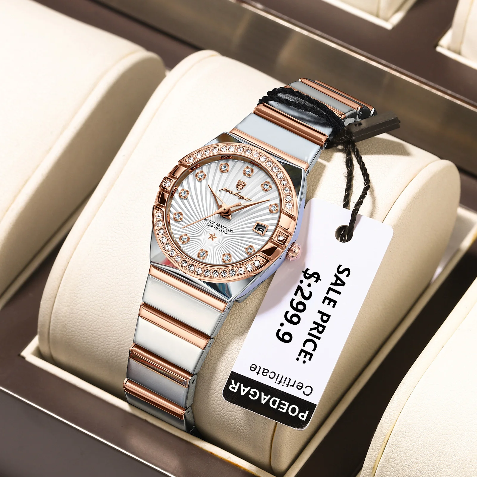 POEDAGAR Luxury Stainless Steel Date Watch