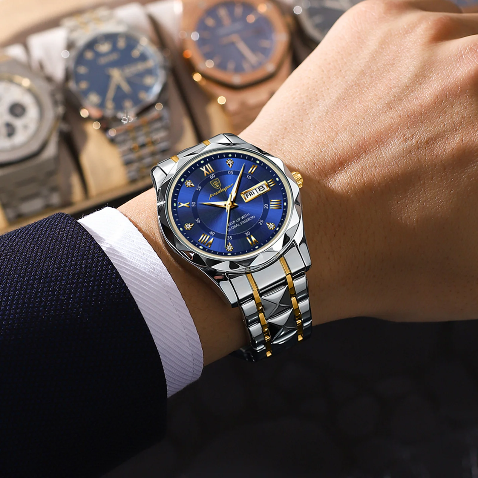 POEDAGAR Luxury Date Week Quartz Watch - Image 5