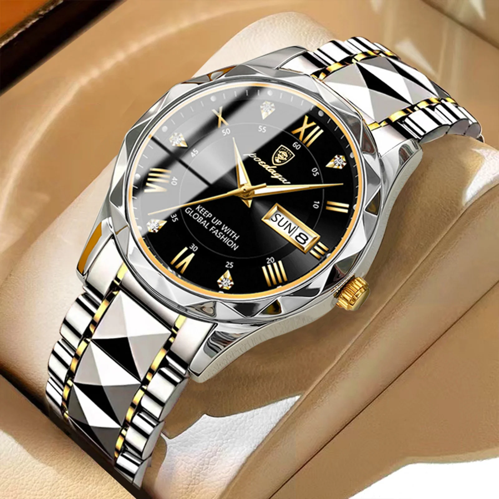 POEDAGAR Luxury Date Week Quartz Watch - Image 6