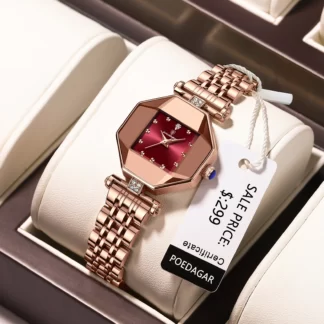 POEDAGAR Luxury Stainless Steel Waterproof Quartz Watch