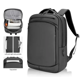 CARRIER Covered Black Gray 16.5 Inch Travel Business USB Laptop Backpack