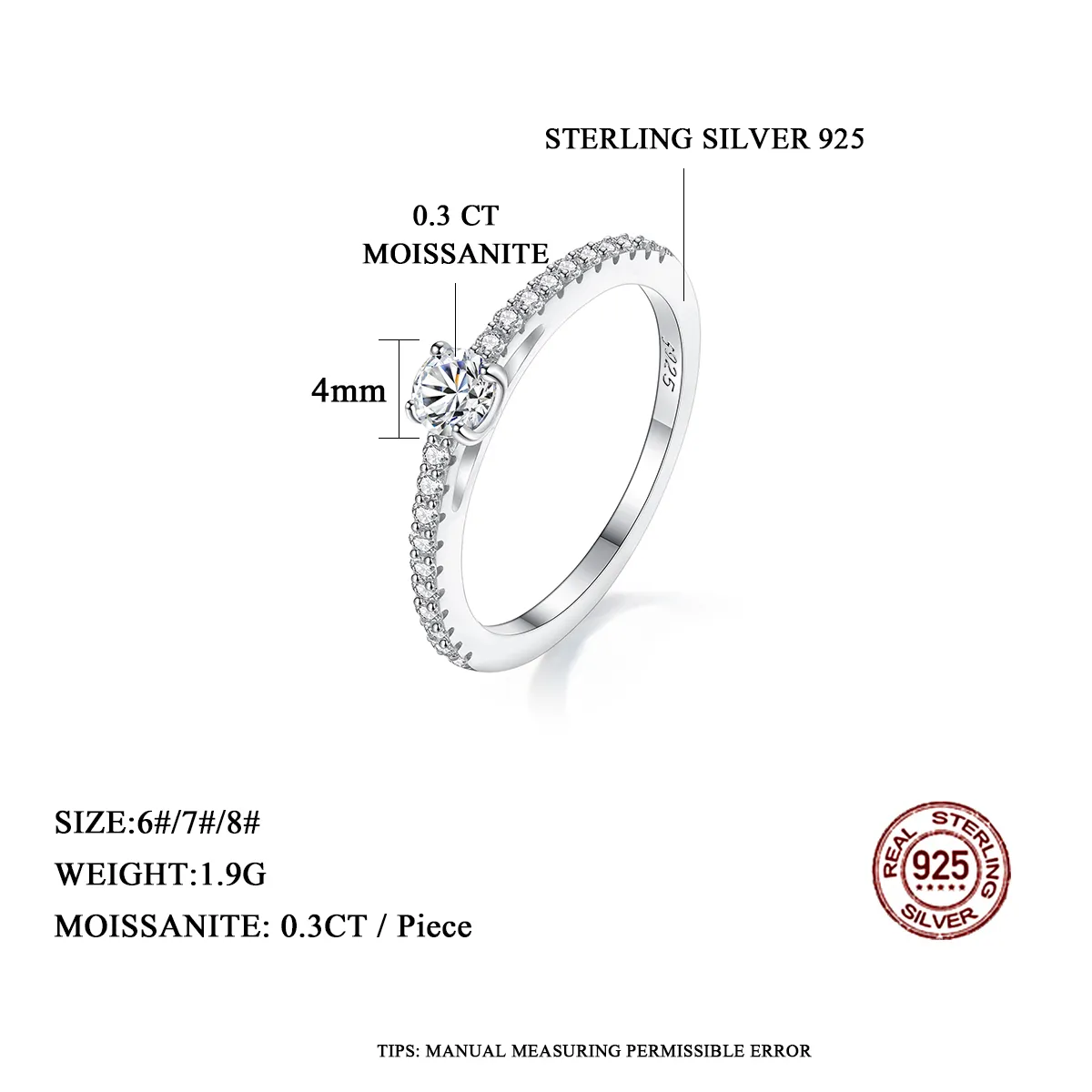 ADO Simple Sparkling Round 0.3CT Diamond Rings - Image 3