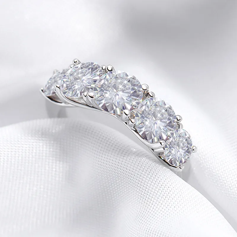 3.6CT 5 Stones Sparkling Created Diamond Wedding Engagement Ring - Image 2