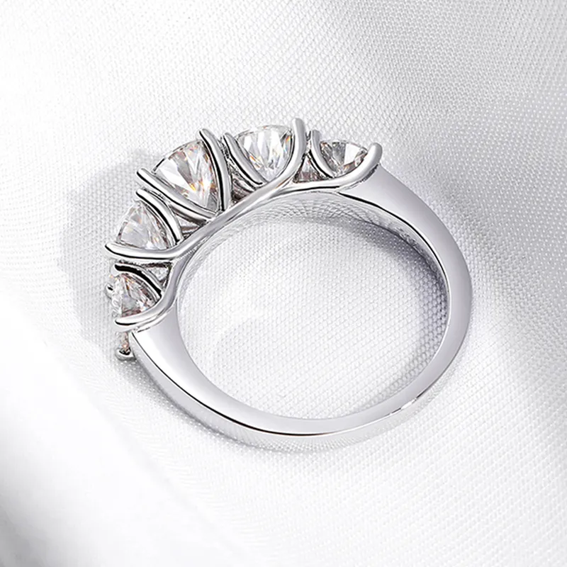 3.6CT 5 Stones Sparkling Created Diamond Wedding Engagement Ring - Image 3