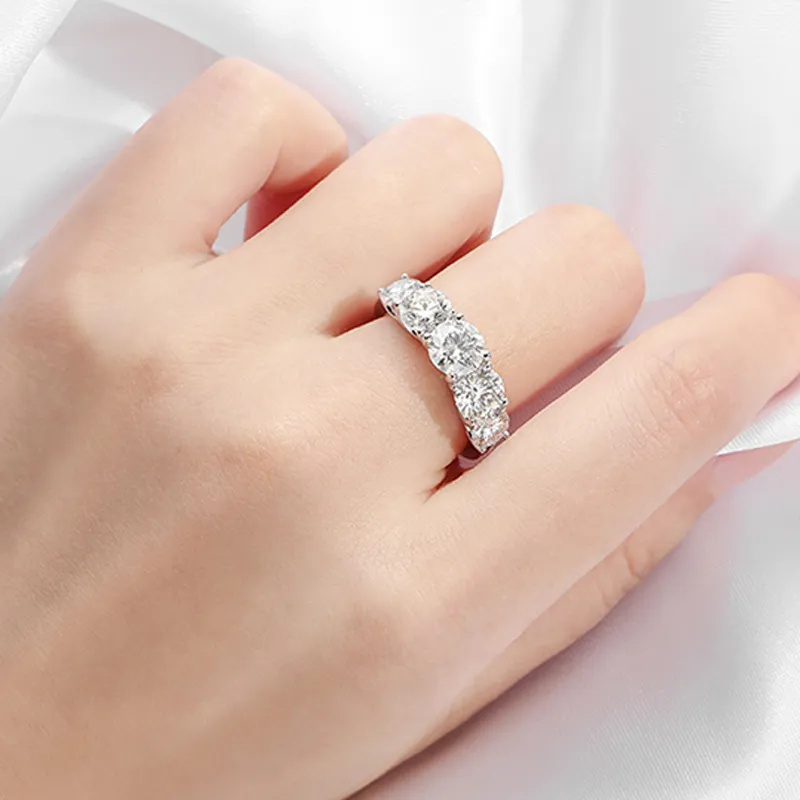 3.6CT 5 Stones Sparkling Created Diamond Wedding Engagement Ring - Image 4