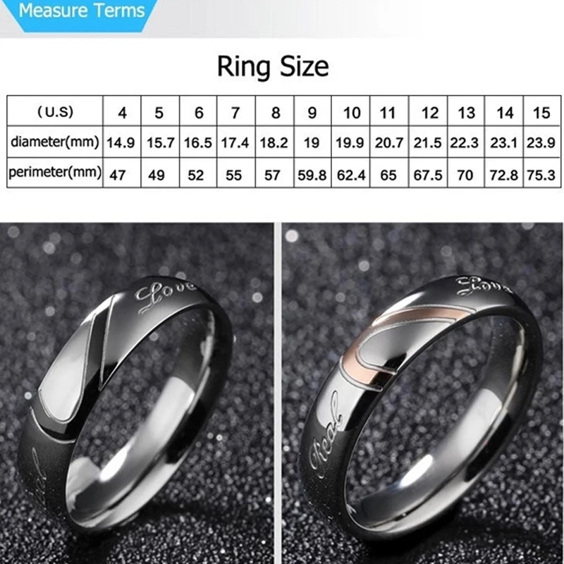 ADO Romantic Heart Jewelry Couples Ring - Image 6