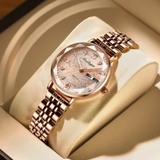 POEDAGAR Elegant Mesh Ladies Quartz Watch