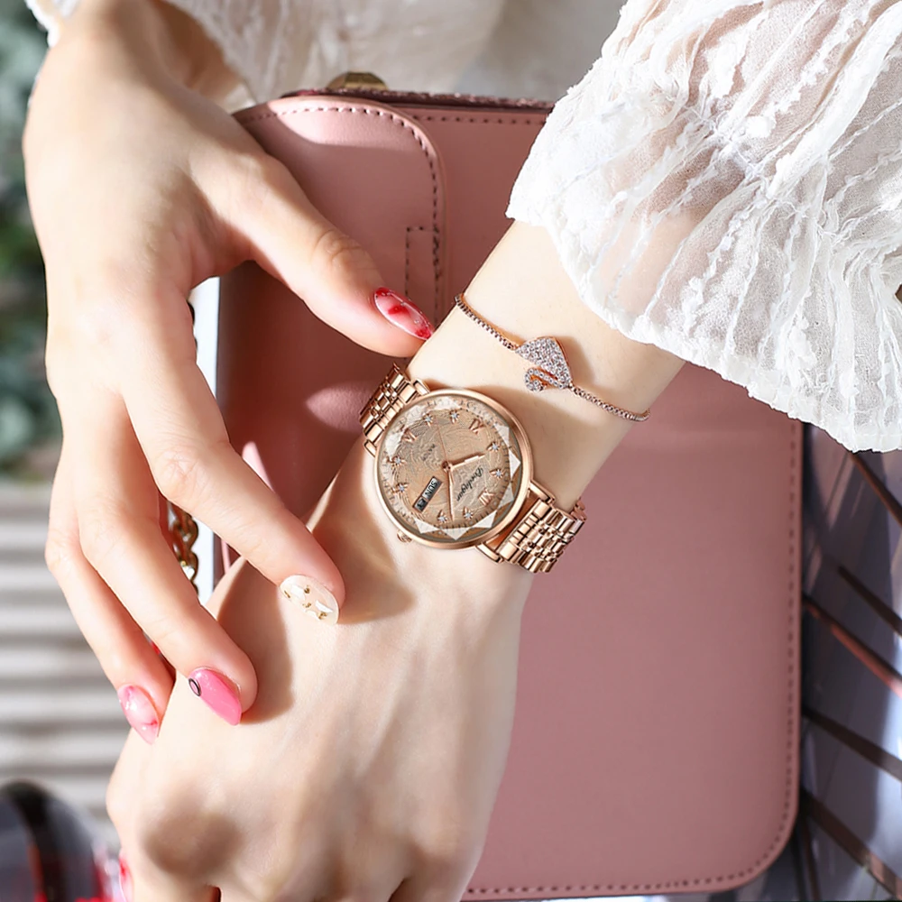 POEDAGAR Elegant Mesh Ladies Quartz Watch - Image 5