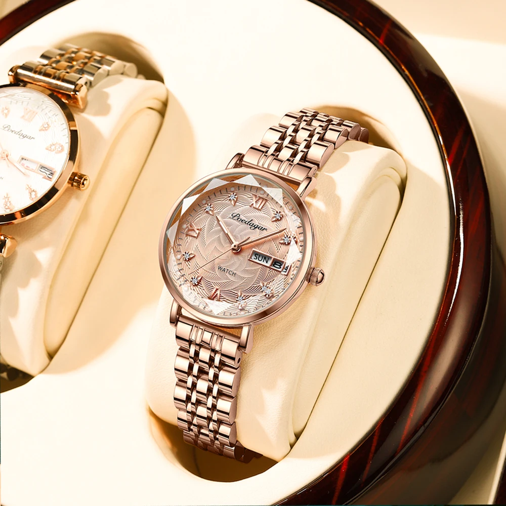 POEDAGAR Elegant Mesh Ladies Quartz Watch - Image 6