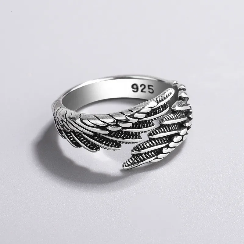 ADO Angel Wings Retro Adjustable Black Engagement Ring Gift - Image 2