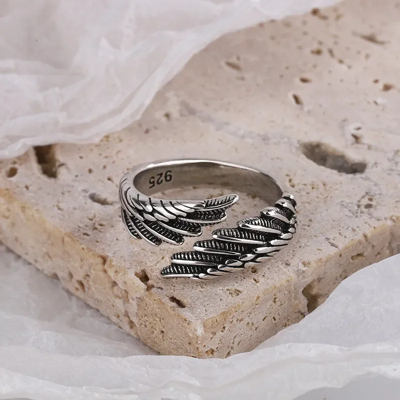 ADO Angel Wings Retro Adjustable Black Engagement Ring Gift - Image 4