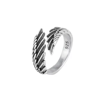 ADO Angel Wings Retro Adjustable Black Engagement Ring Gift