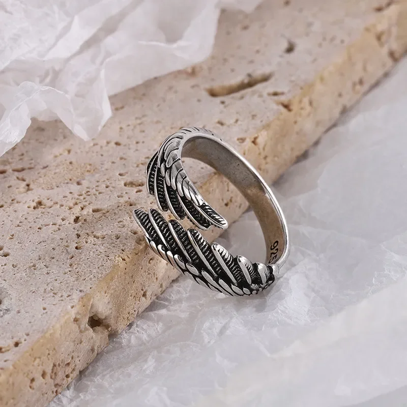ADO Angel Wings Retro Adjustable Black Engagement Ring Gift - Image 6