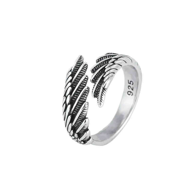 ADO Angel Wings Retro Adjustable Black Engagement Ring Gift