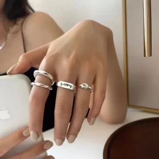 ADO 925 Sterling Silver Creative Simple Geometric Handmade Party Ring Jewelry Gifts